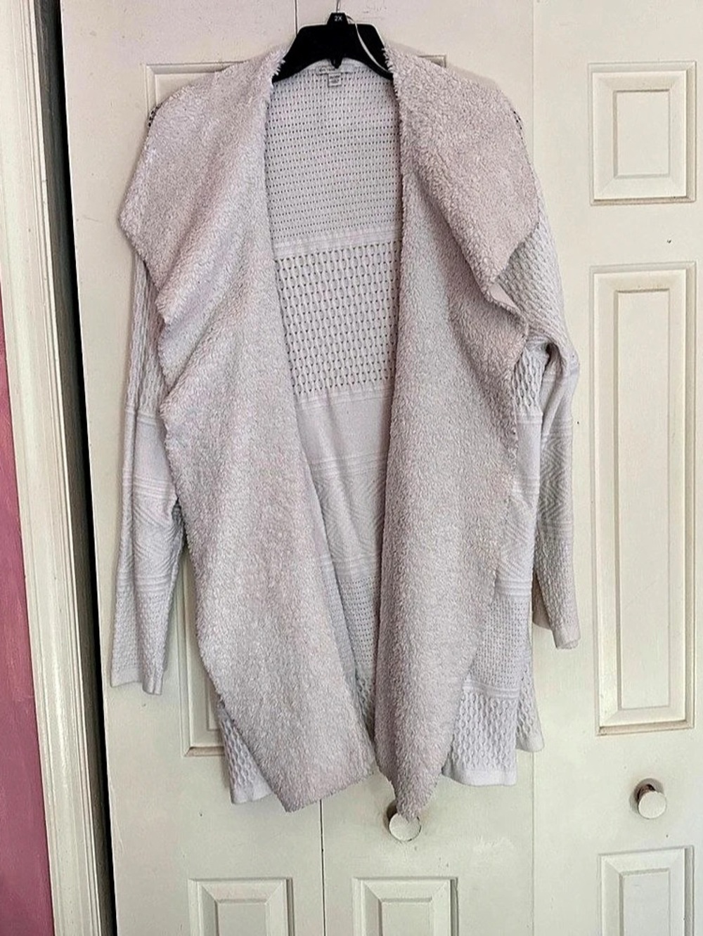Cato Open Front Faux Fur Knit Cardigan in Cream Size 26W/28WX